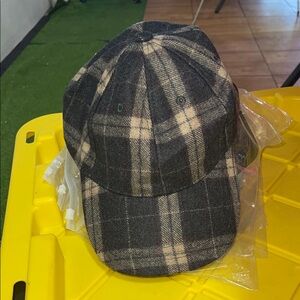 NWOT Men's Plaid Wool Cap - Black and Tan